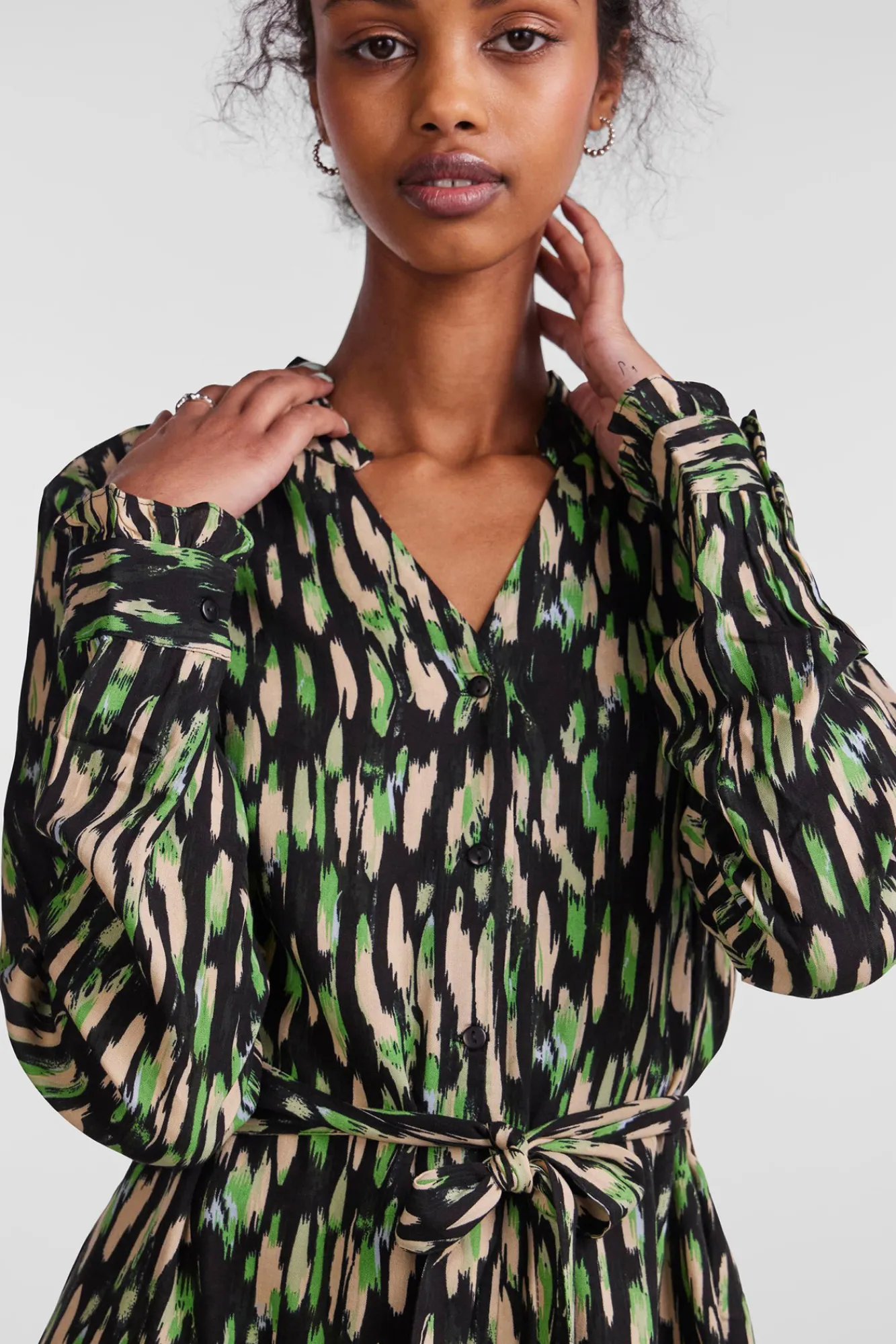 Pieces Vestido Midi Camisero Negro Sale