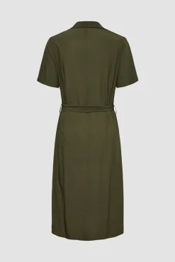 Pieces Vestido Midi Camisero Verde Online