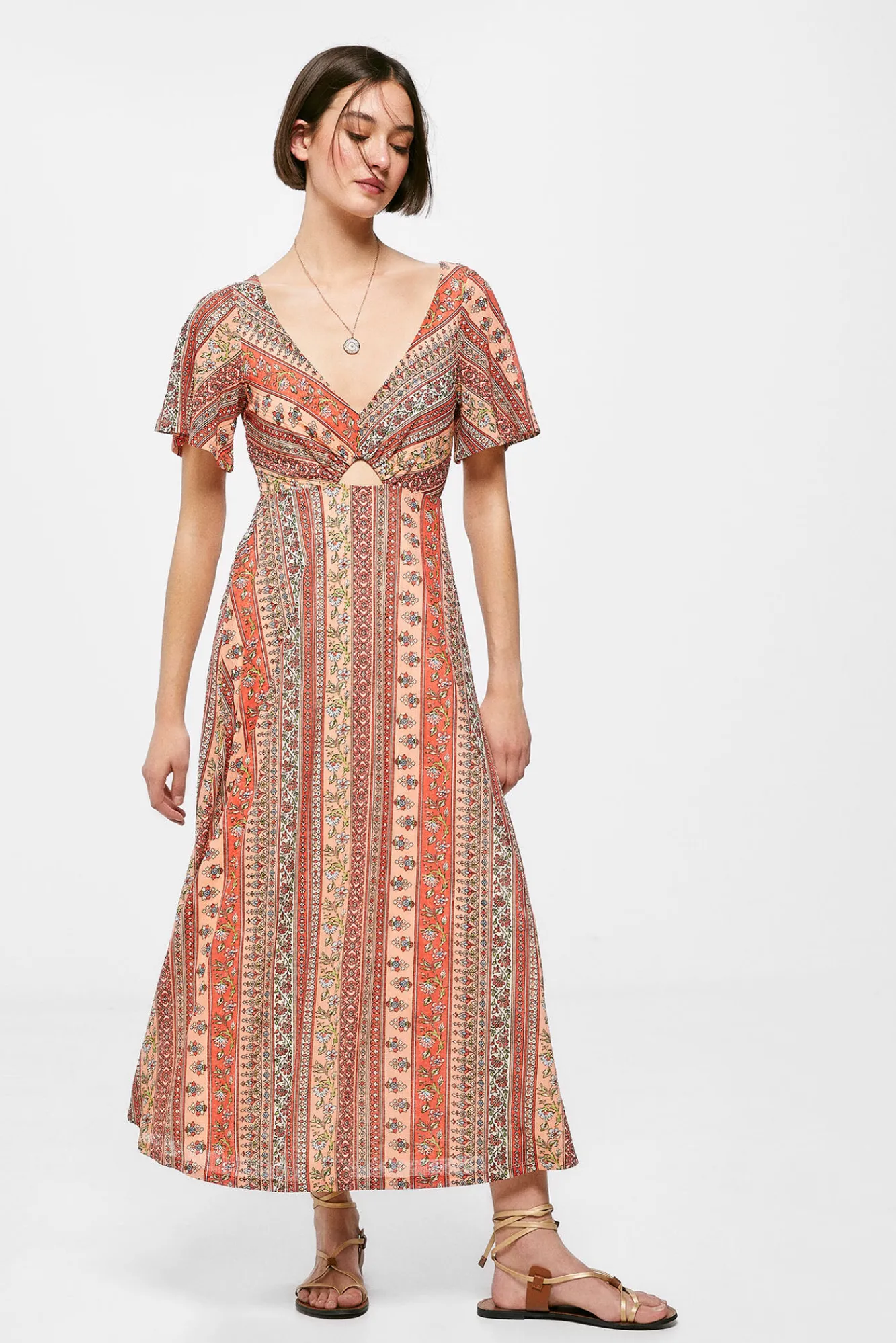 * Vestido Midi Cenefas Granate
