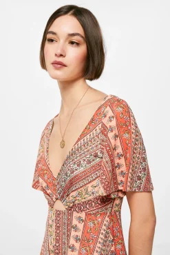 * Vestido Midi Cenefas Granate