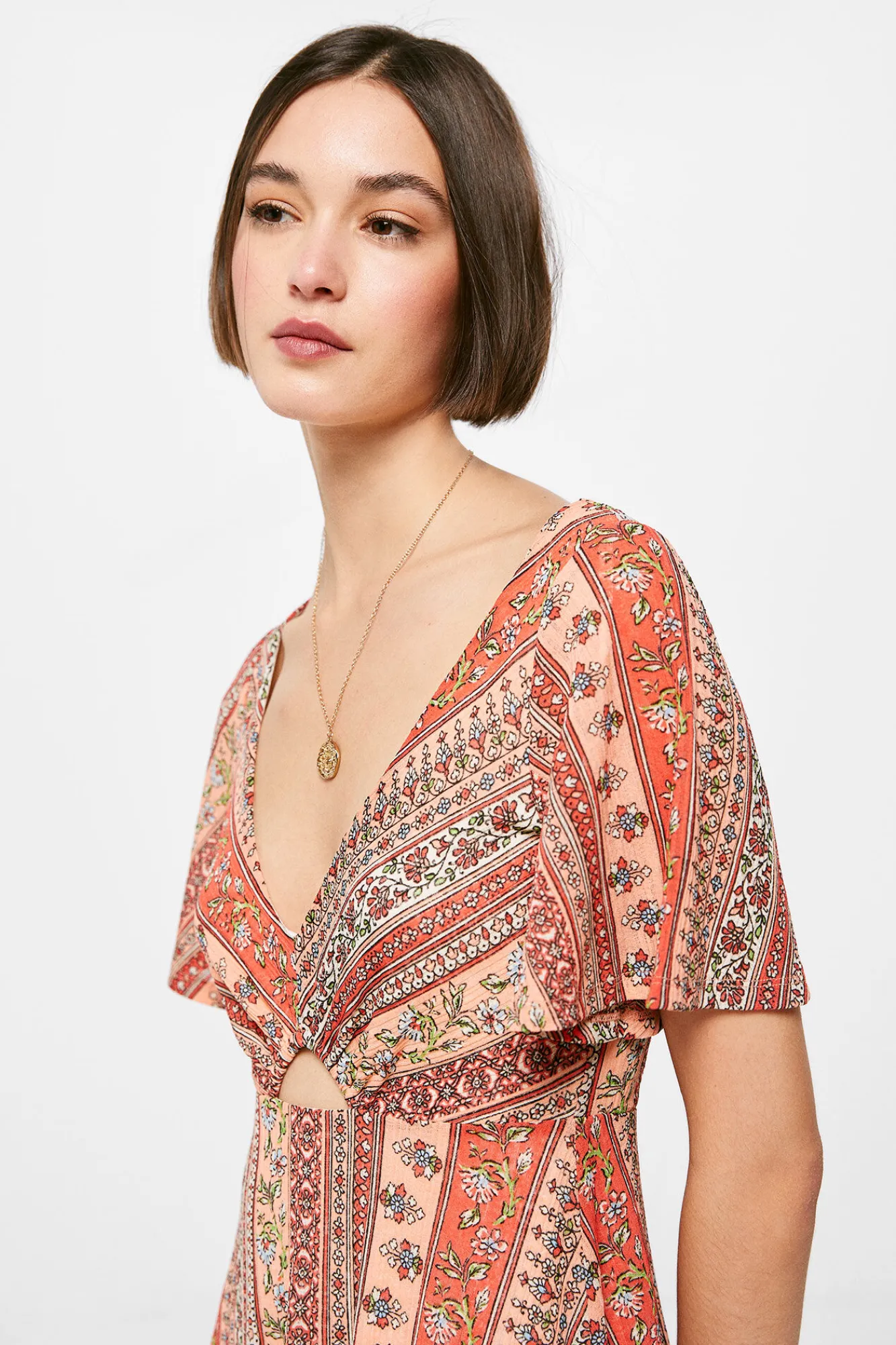 * Vestido Midi Cenefas Granate