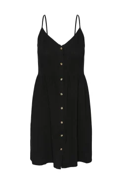 Pieces Vestido Midi Con Lino Negro Online
