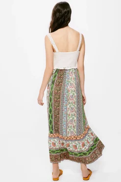 * Vestido Midi Crochet Combinado Marron