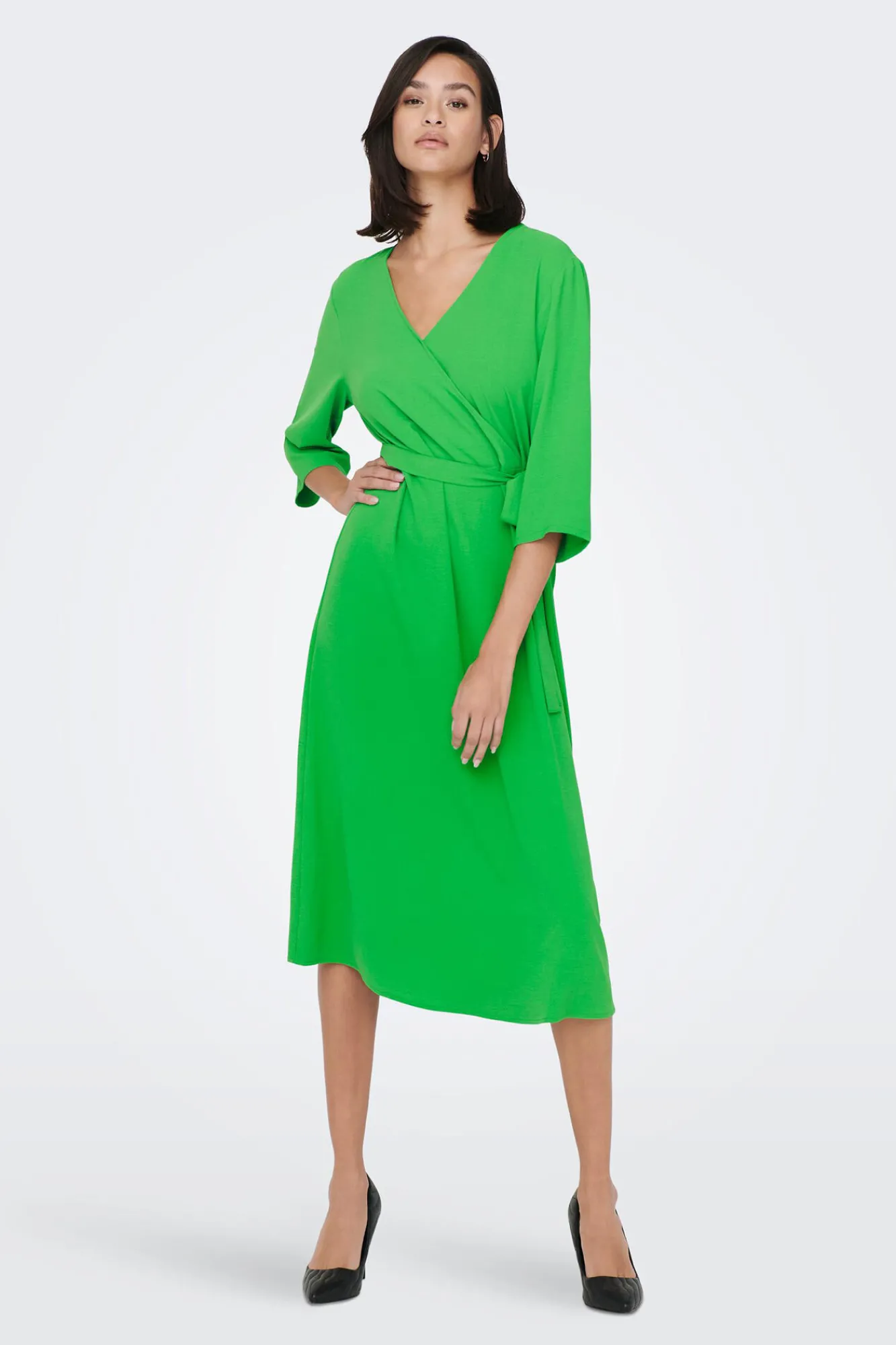 JDY Vestido Midi Cruzado Verde Hot
