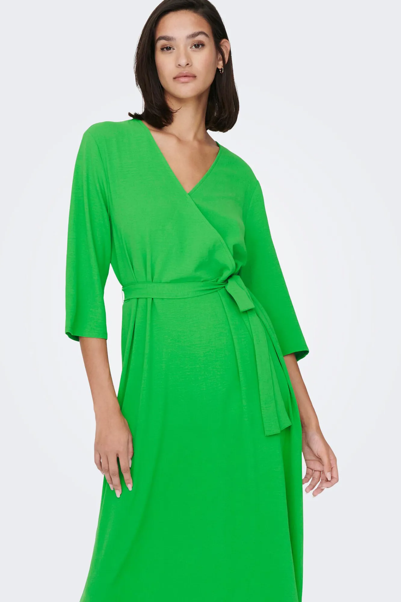 JDY Vestido Midi Cruzado Verde Hot