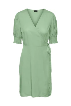 Pieces Vestido Midi De Manga Corta. Verde Sale