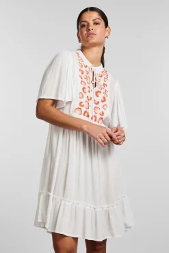 Pieces Vestido Midi De Manga Corta. Blanco Online