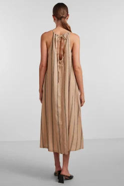 Pieces Vestido Midi De Mujer Marron Medio New