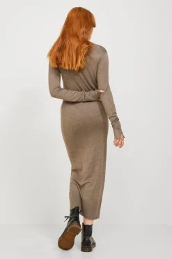 Jack & Jones Vestido Midi De Punto Marron Medio