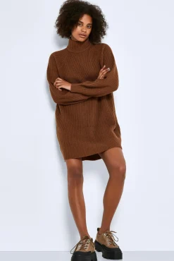 Noisy May Vestido Midi De Punto Marron Medio