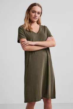 Pieces Vestido Midi De Tencel Verde Discount