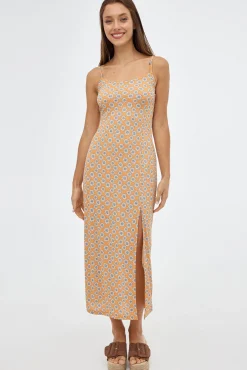 Inside Vestido Midi De Tirantes Estam Naranja Outlet