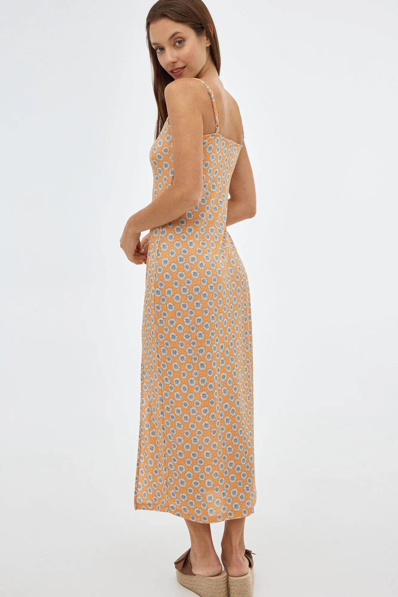 Inside Vestido Midi De Tirantes Estam Naranja Outlet