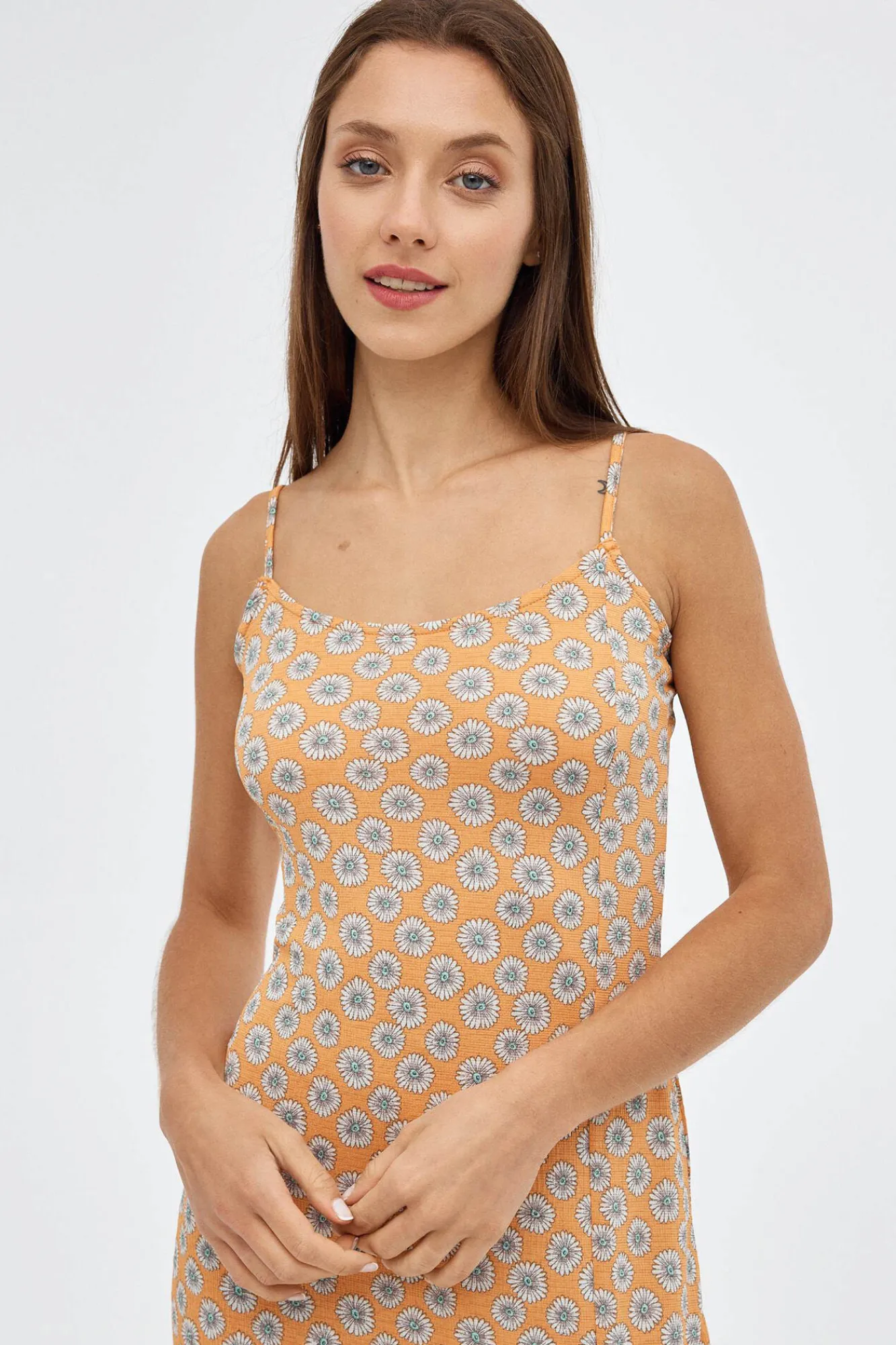Inside Vestido Midi De Tirantes Estam Naranja Outlet