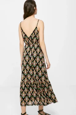 * Vestido Midi Escote Cruce Negro New