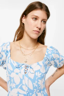 * Vestido Midi Escote Lazo Azul Medio Sale