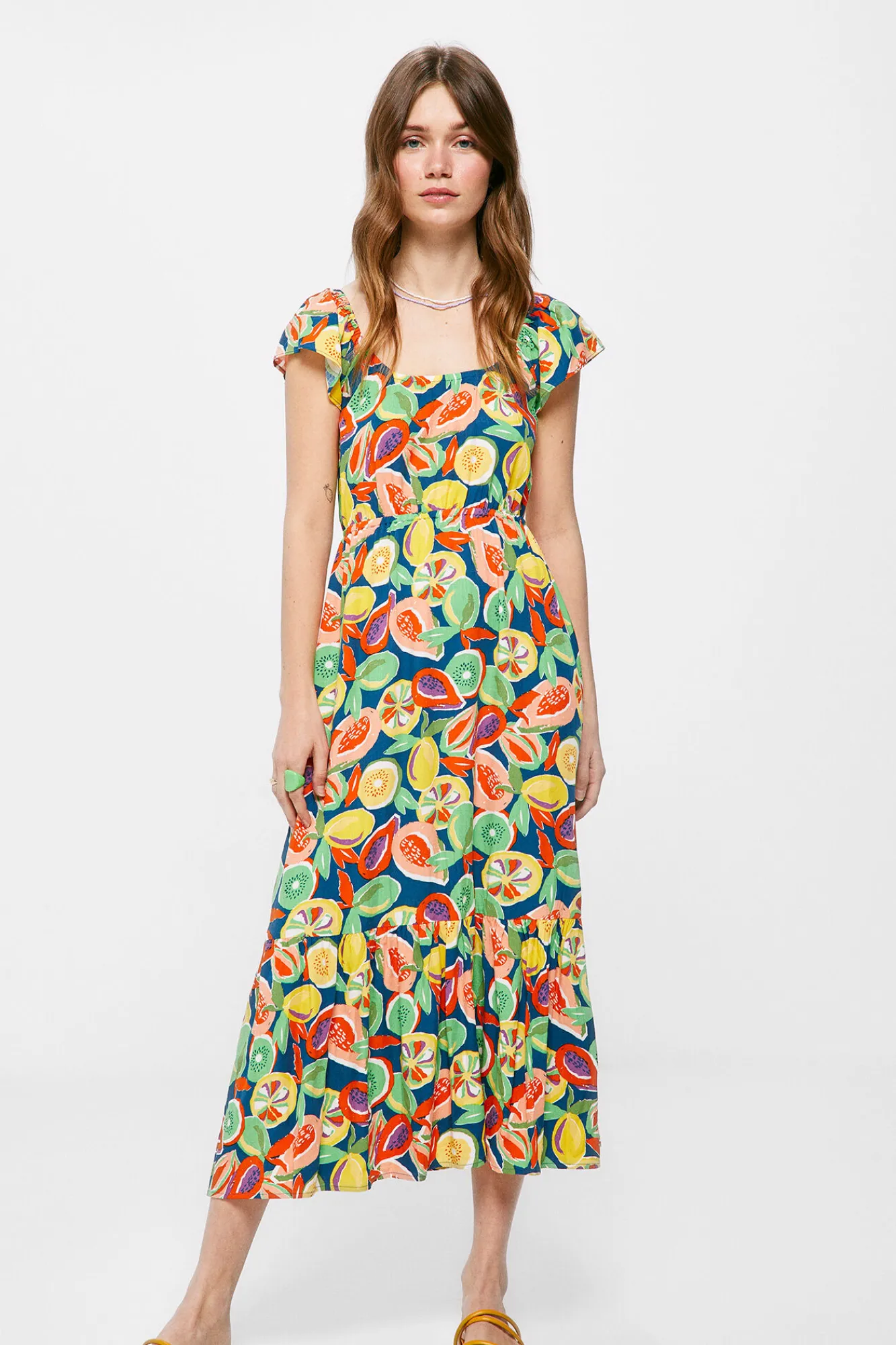 * Vestido Midi Espalda Cruzada Azul Best