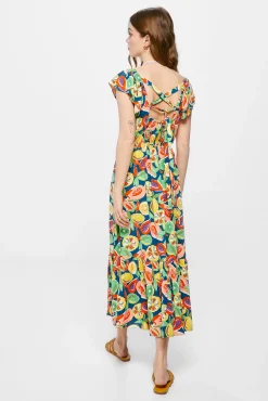 * Vestido Midi Espalda Cruzada Azul Best