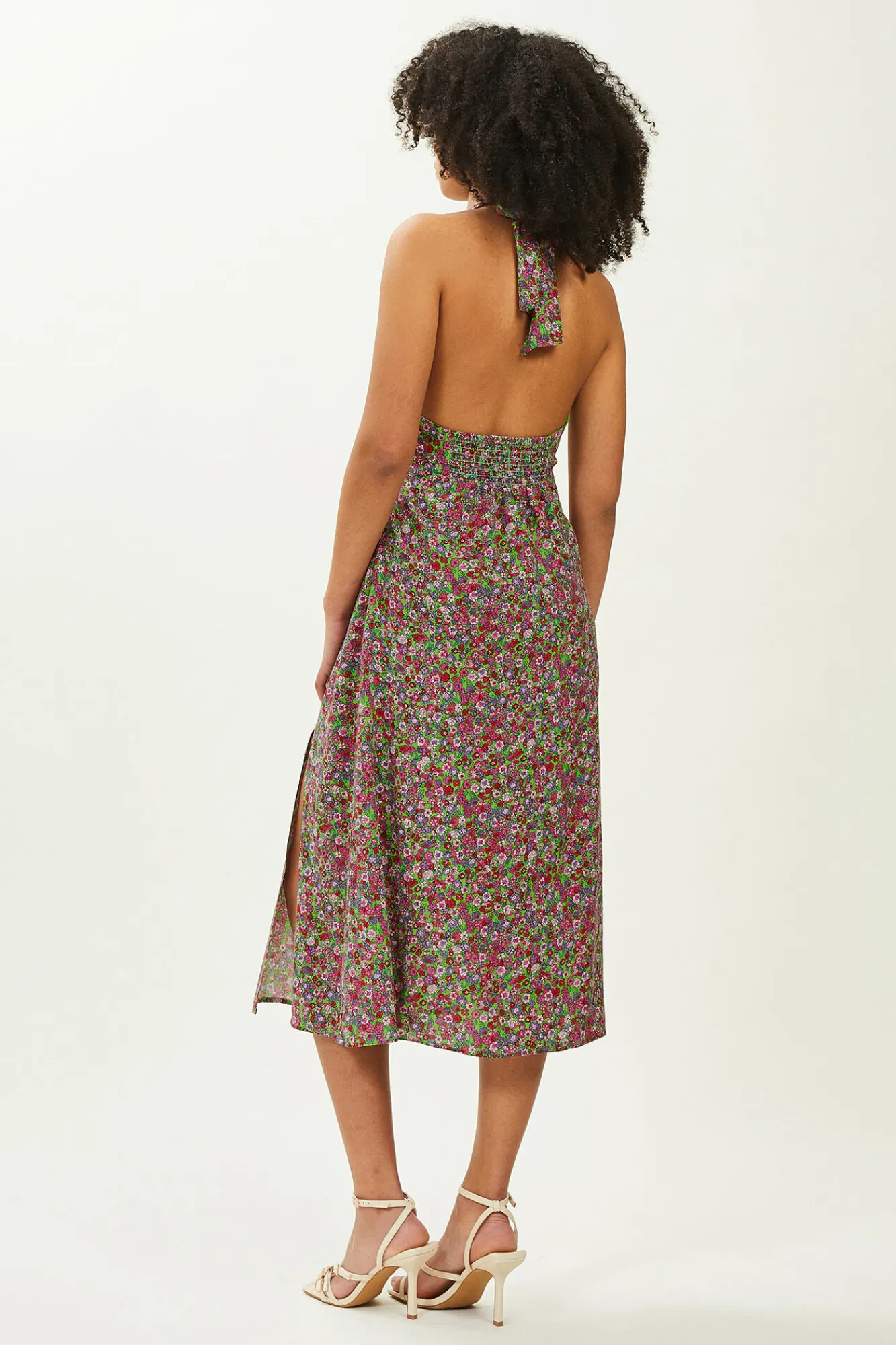 Pimkie Vestido Midi Espalda Descubierta Estampado Verde Clearance