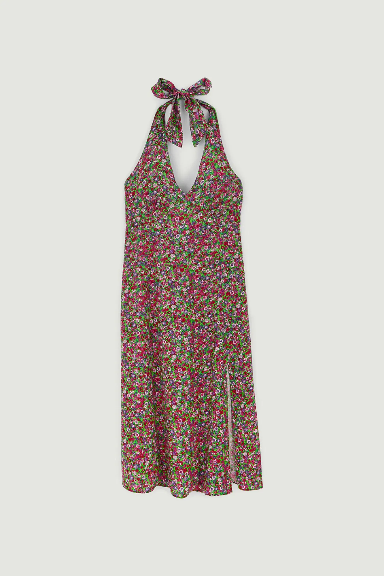 Pimkie Vestido Midi Espalda Descubierta Estampado Verde Clearance