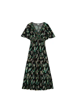 * Vestido Midi Estampado Negro Online