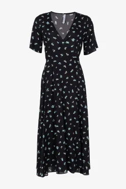 Tiffosi Vestido Midi Floral Cruzado Con Lazo Negro Discount