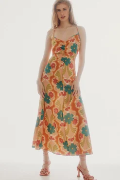 Slowlove Vestido Midi Frunce Multicolor Discount