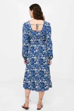 * Vestido Midi Gomas Cintura Navy Hot