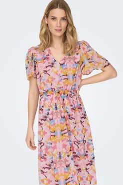 JDY Vestido Midi Manga Corta Blanco Discount