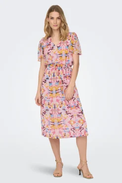 JDY Vestido Midi Manga Corta Blanco Discount