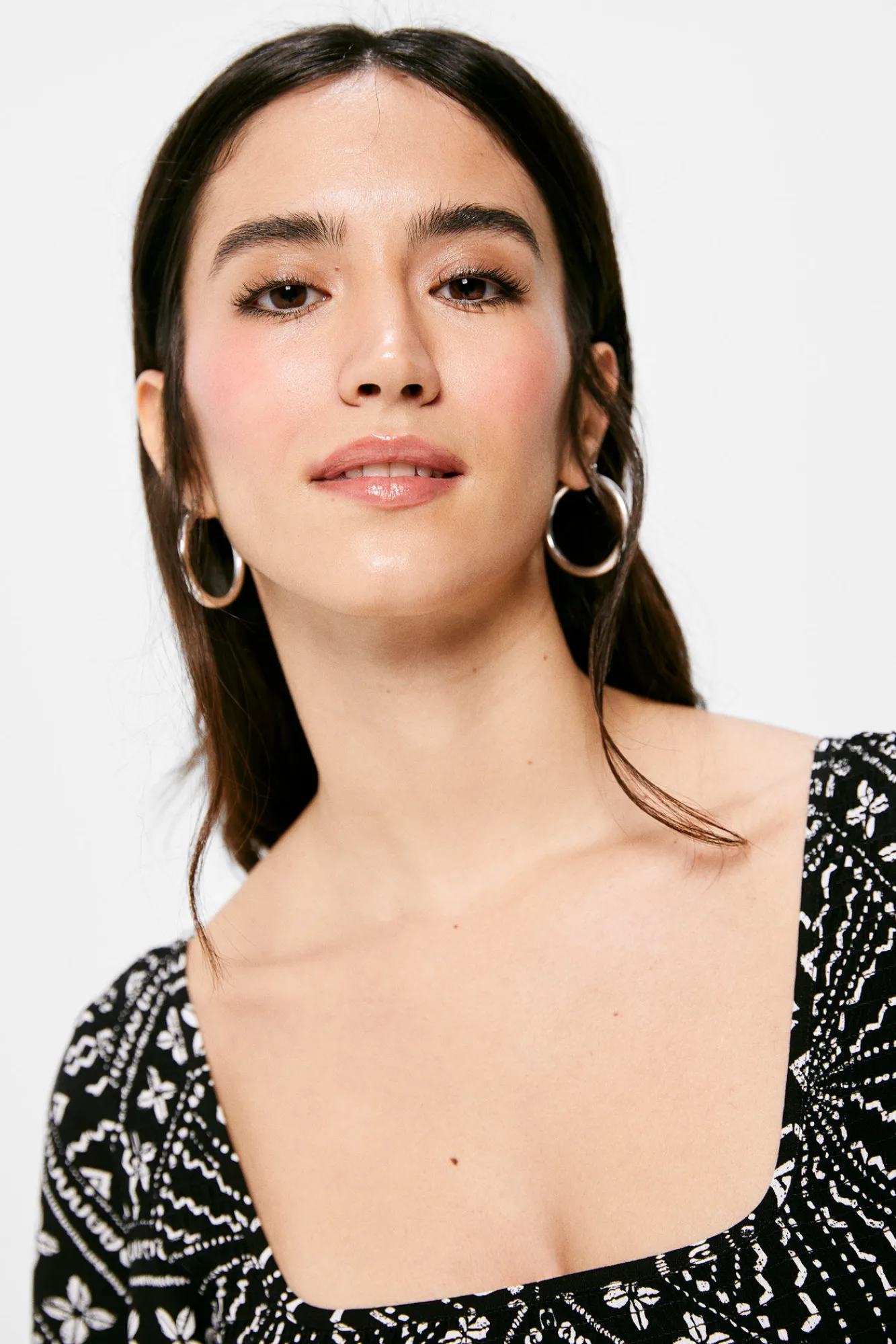 * Vestido Midi Nido De Abeja Estampado Negro Discount