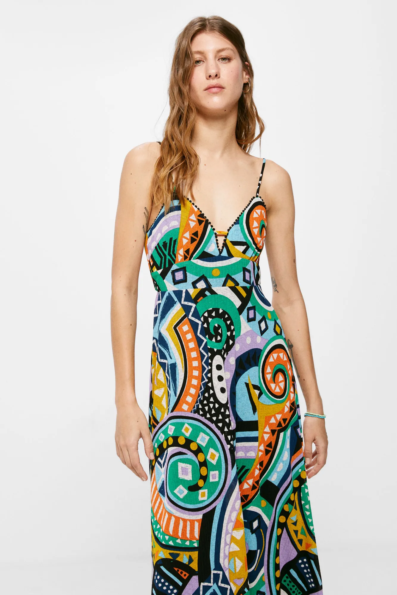 * Vestido Midi Popelin Aberturas Negro Online