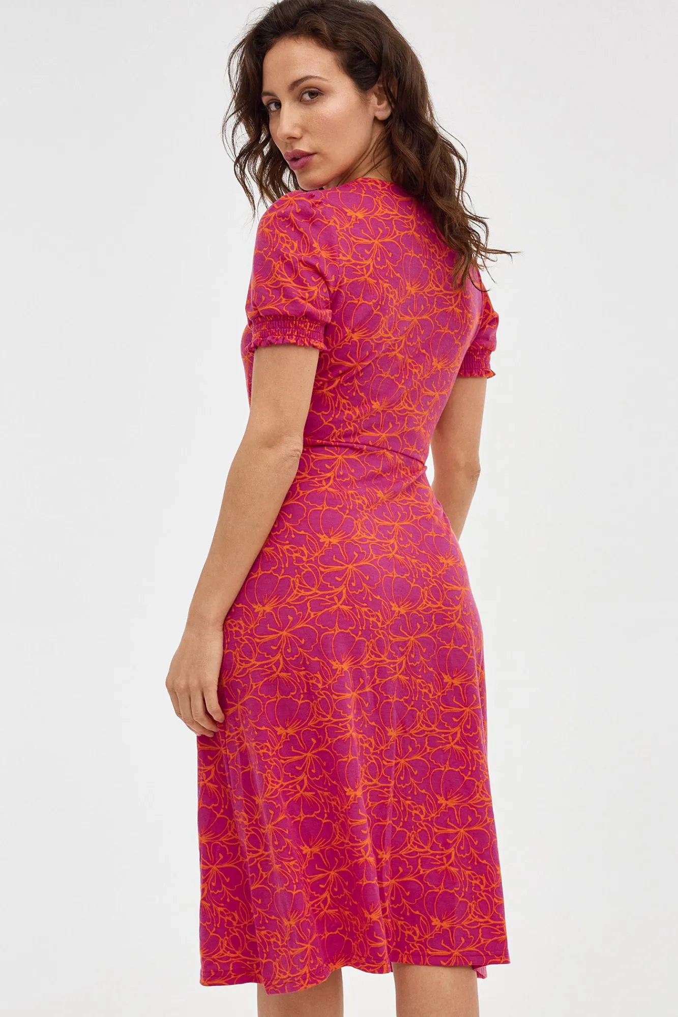Inside Vestido Midi Print Con Botones Morado
