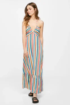 * Vestido Midi Rayas Multicolor Rosa New