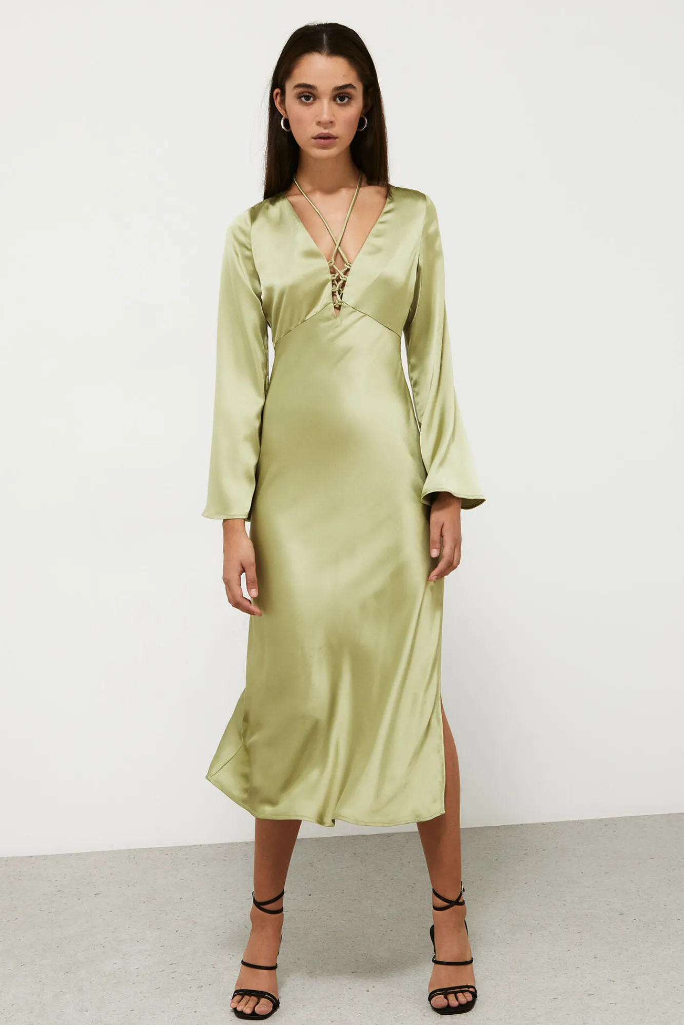 High Spirits Vestido Midi Satinado Verde Best