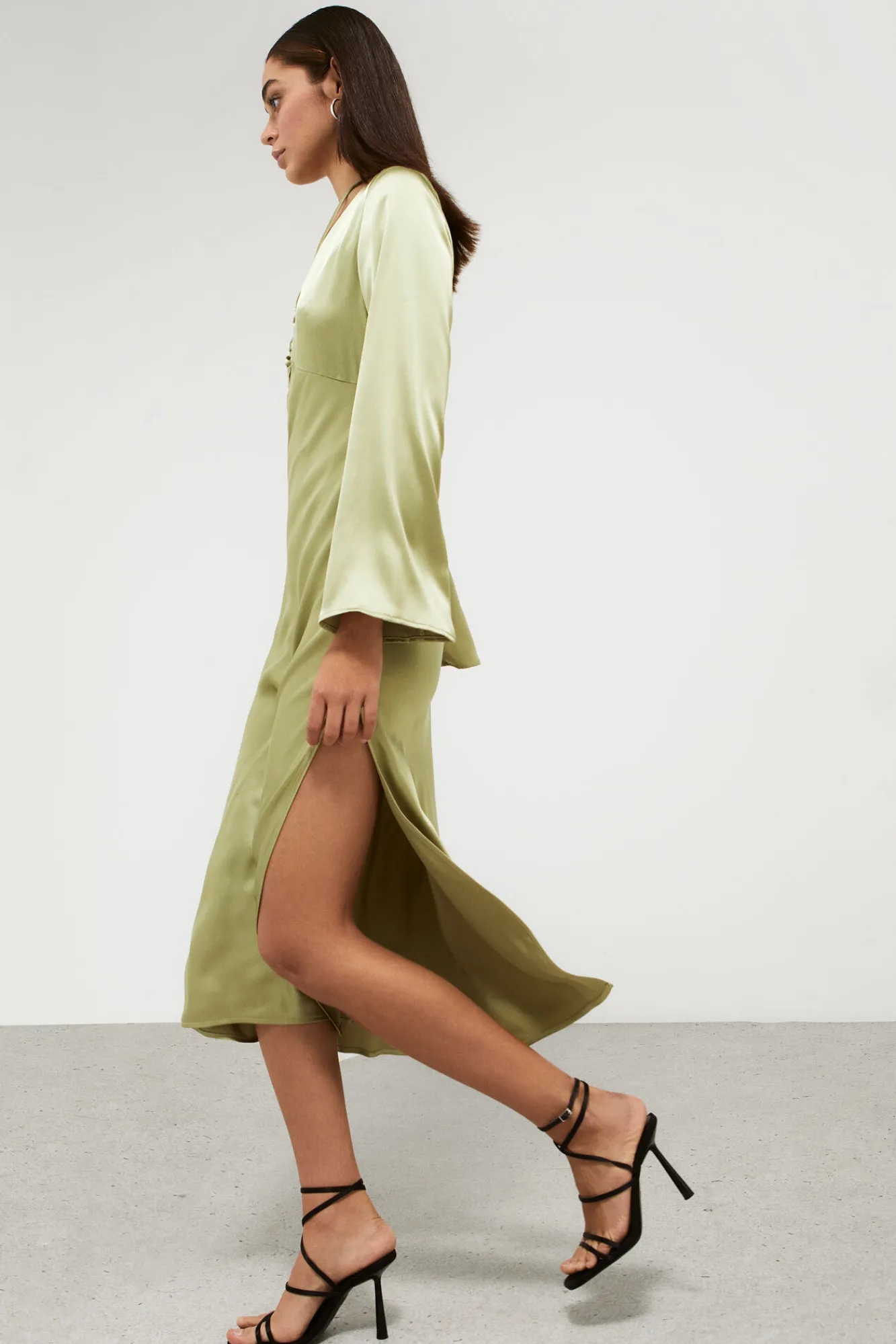 High Spirits Vestido Midi Satinado Verde Best