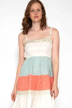 Brave Soul Vestido Midi Tricolor Estampado De Oro Estampado Tostado Hot