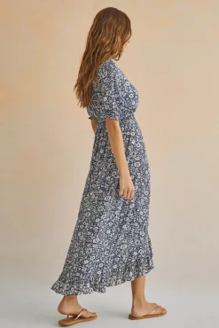 Women'secret Vestido Midi Volantes Azul Estampado Discount