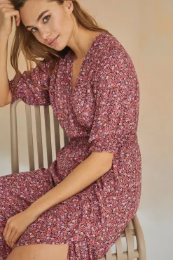 Women'secret Vestido Midi Volantes Rosa Estampado Hot