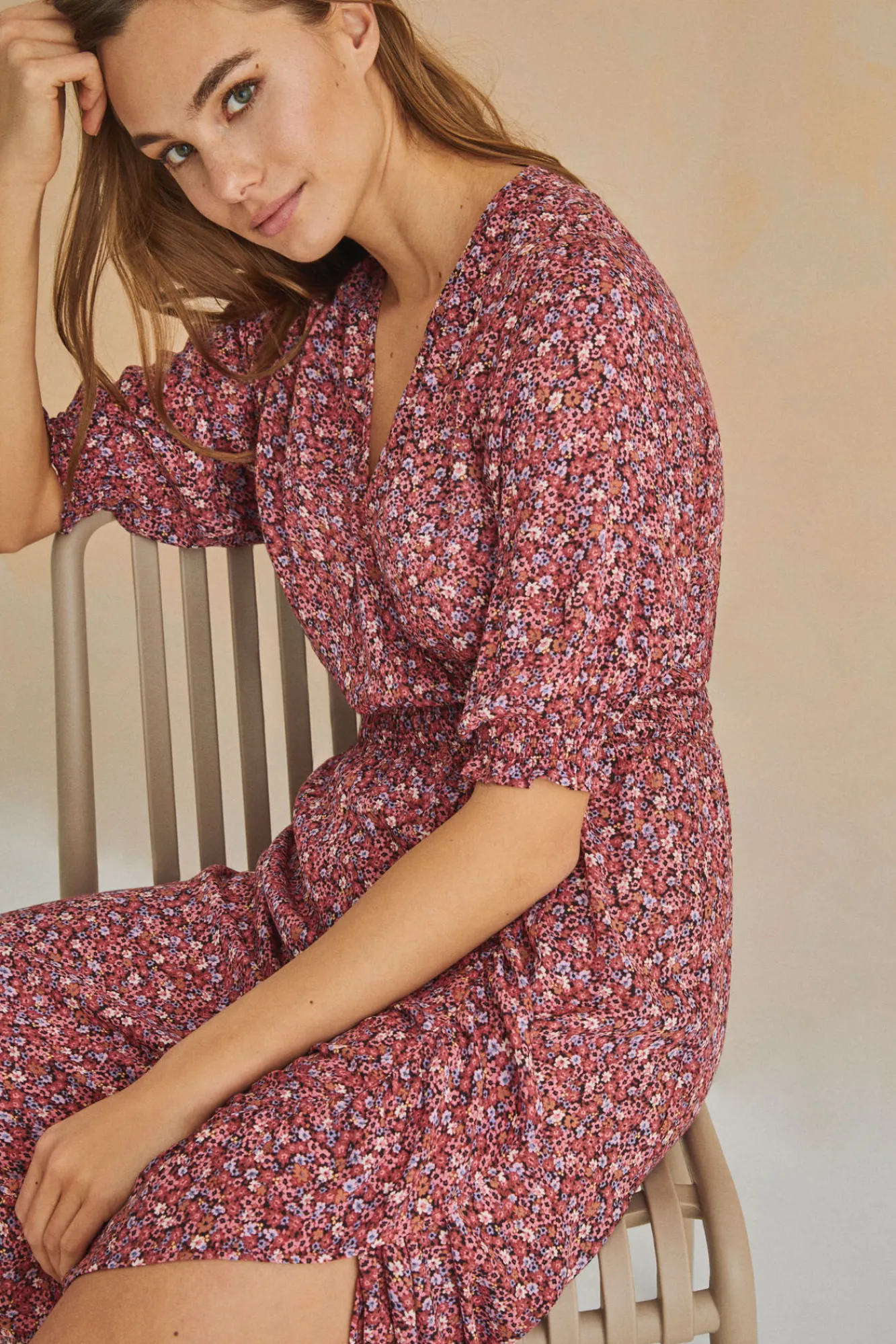 Women'secret Vestido Midi Volantes Rosa Estampado Hot