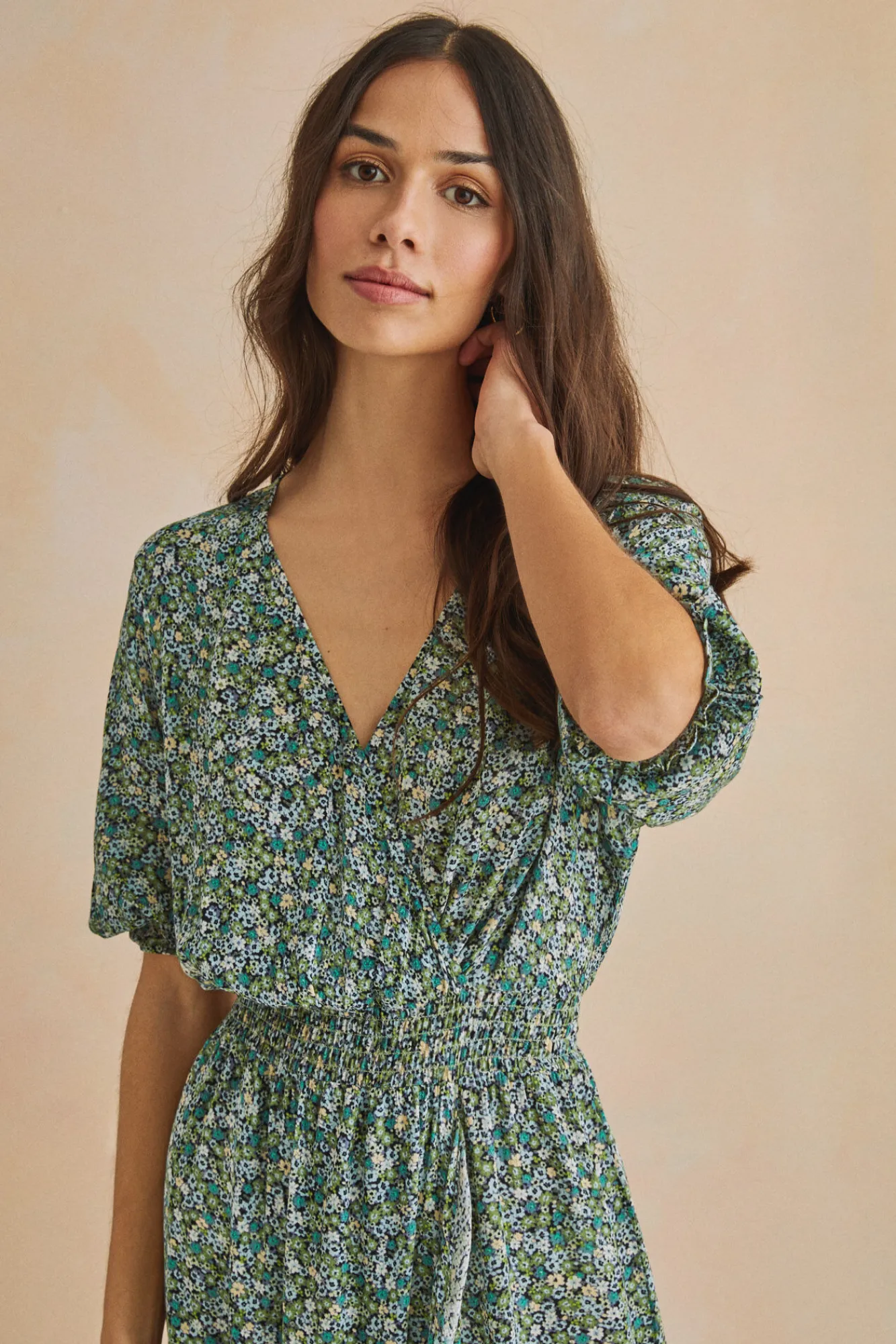 Women'secret Vestido Midi Volantes Verde Estampado New