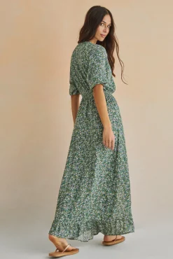 Women'secret Vestido Midi Volantes Verde Estampado New