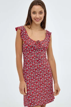 Inside Vestido Mini Estampado Floral Rojo