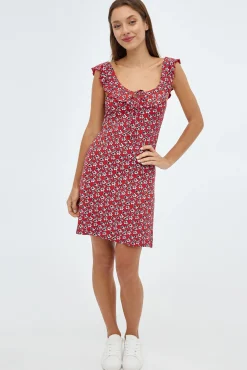 Inside Vestido Mini Estampado Floral Rojo