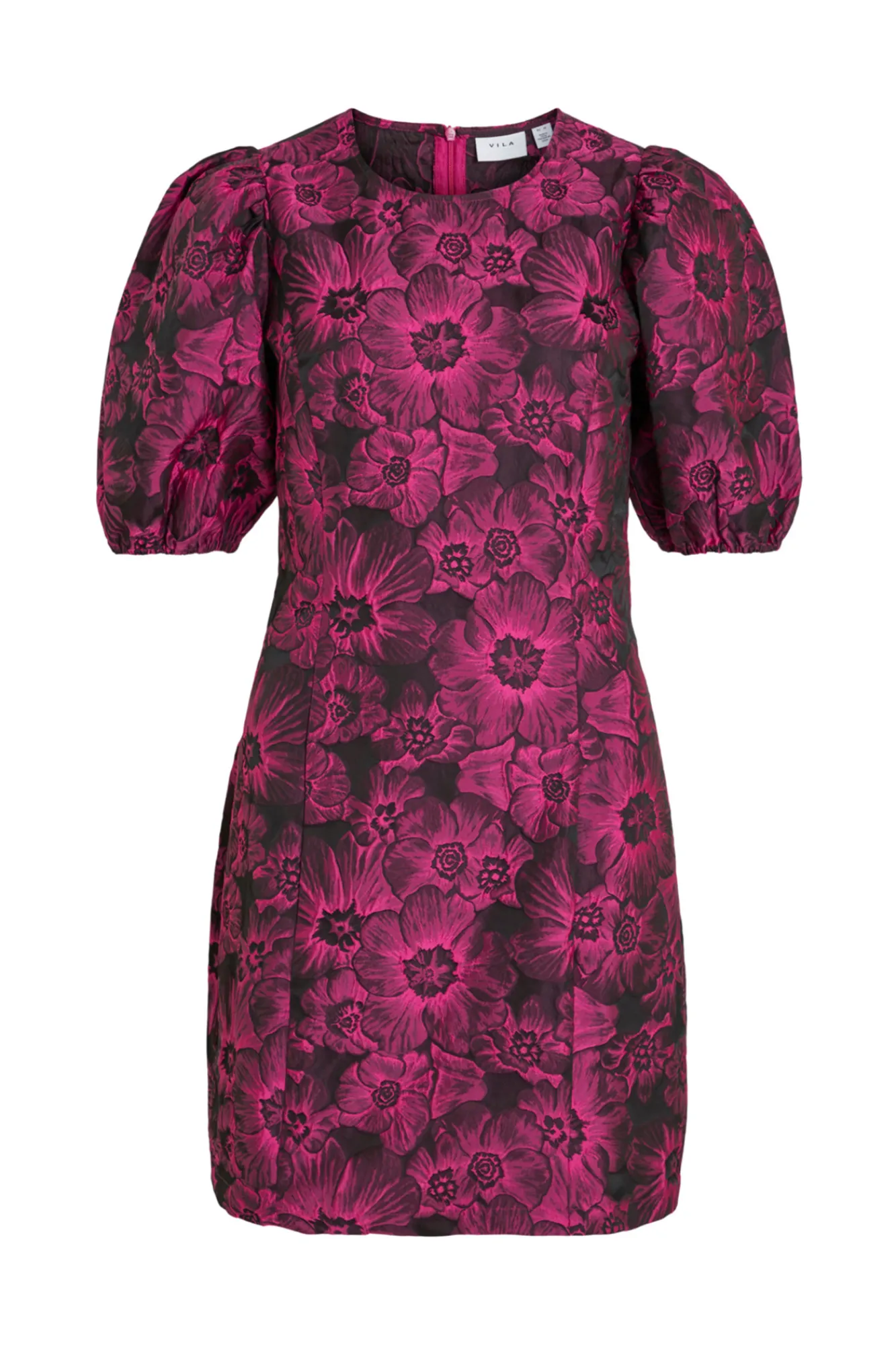 Vila Vestido Mini Jacquard Rosa Best