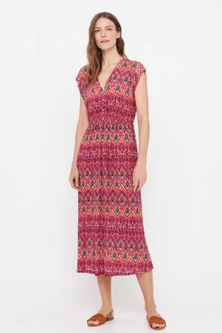 Cortefiel Vestido Plisado Estampado Multicolor