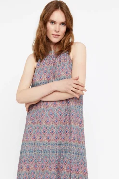 Cortefiel Vestido Plisado Halter Multicolor New