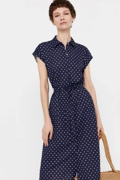 Cortefiel Vestido Polo Pique Estampado Azul Best