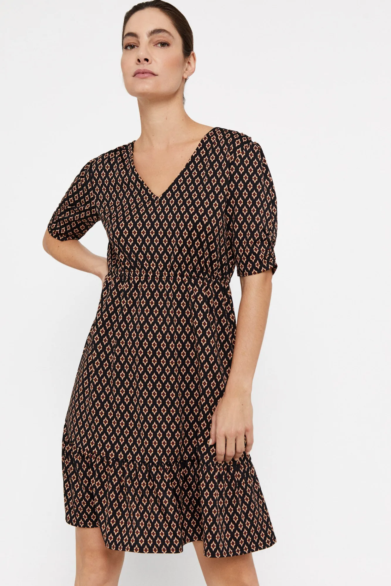 Cortefiel Vestido Punto Estampado Negro Best