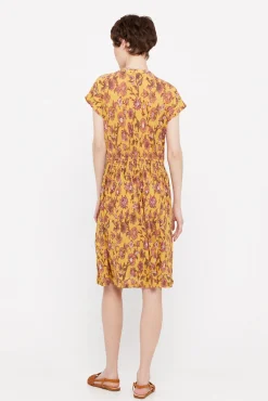 Cortefiel Vestido Punto Plisado Estampado Estampado Blanco Online